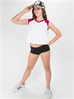 Cropped Short Sleeved Contrast Baseball Top