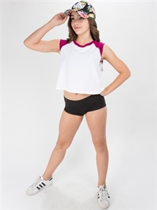 Cropped Short Sleeved Contrast Baseball Top